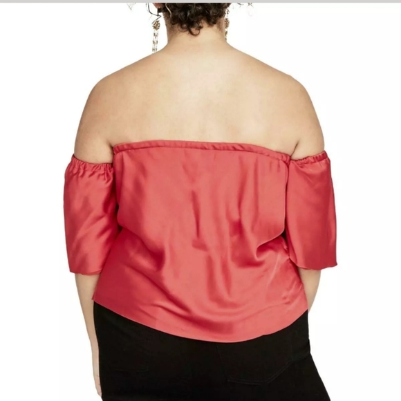 NWT Rachel Roy Red Silky Off Shoulder Top SZ 3X - Picture 2 of 3